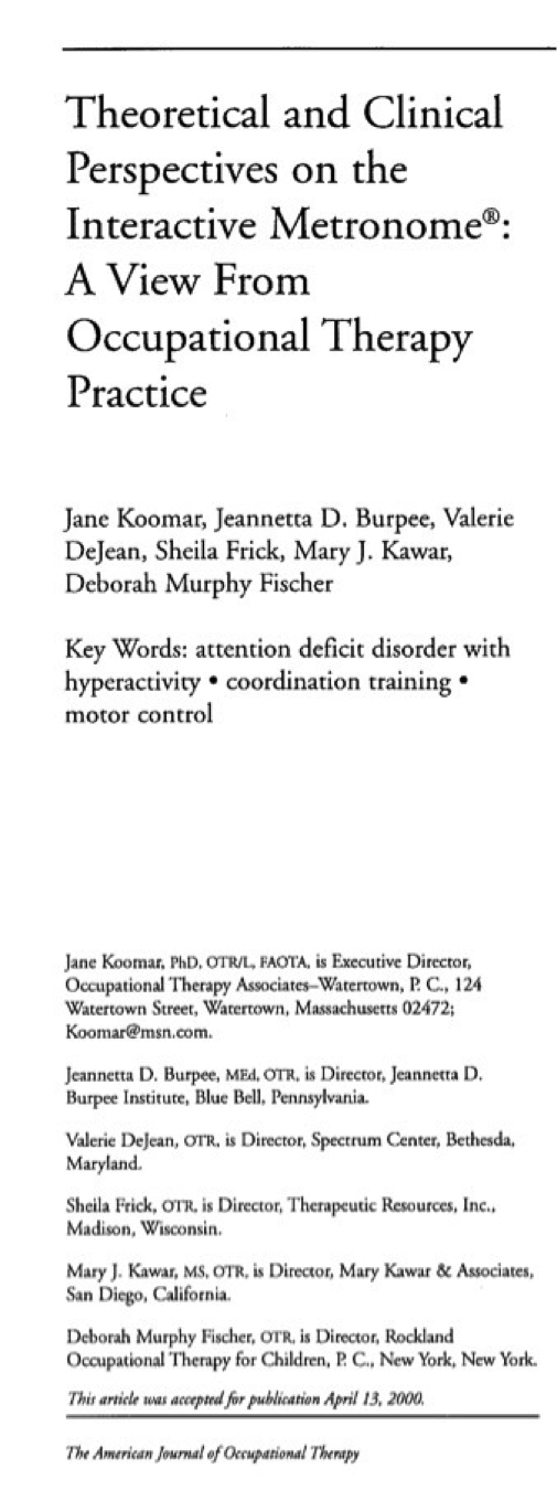Occupational therapy research papers on disease dysfunction
